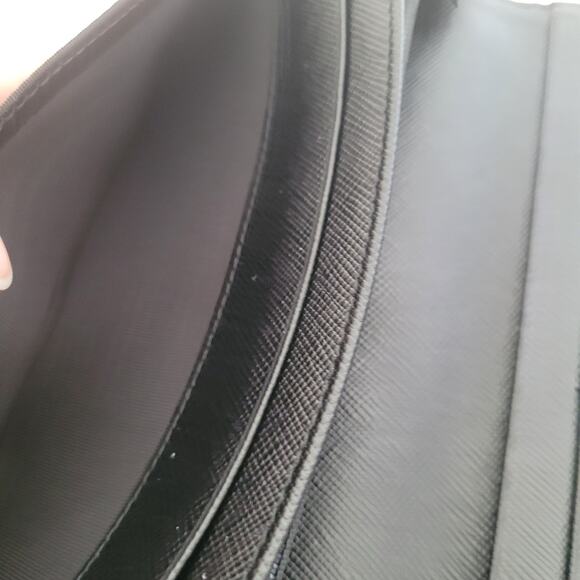 PRADA Vintage Tessuto Nero Black Nylon Leather Logo Plate Wallet Large Envelope - Picture 10 of 15